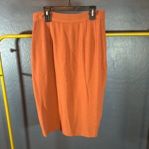 Knee-length‎ Orange Pencil Skirt with Pleated Design for Work